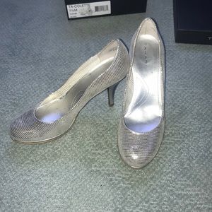 Silver Tahari heels